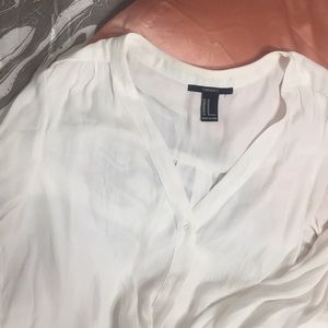 Sheer chiffon white button down